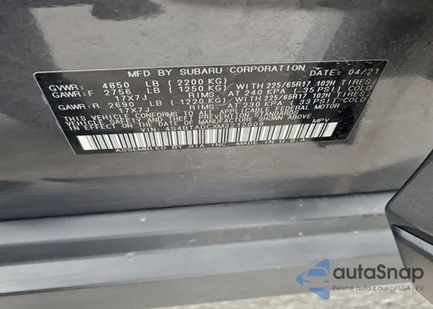 2021 Subaru Outback Premium z USA, uszkodzony, nr VIN 4S4BTADCXM3212009